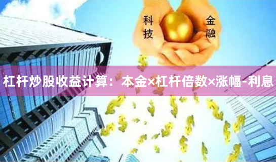 杠杆炒股收益计算：本金×杠杆倍数×涨幅-利息