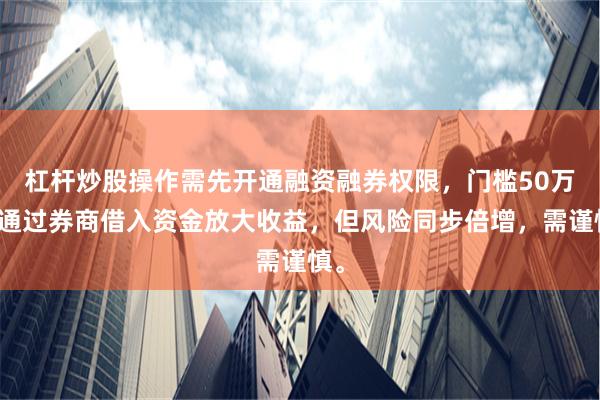 杠杆炒股操作需先开通融资融券权限，门槛50万，通过券商借入资金放大收益，但风险同步倍增，需谨慎。
